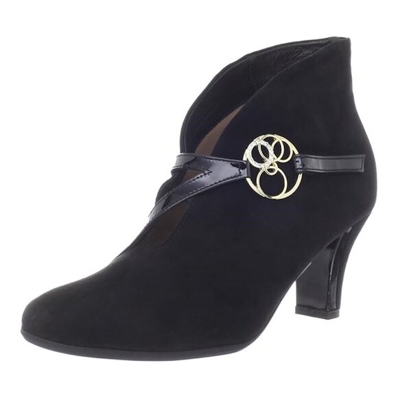 BeautiFeel Dress Boots Belle Black Suede Heels Gold Crystals